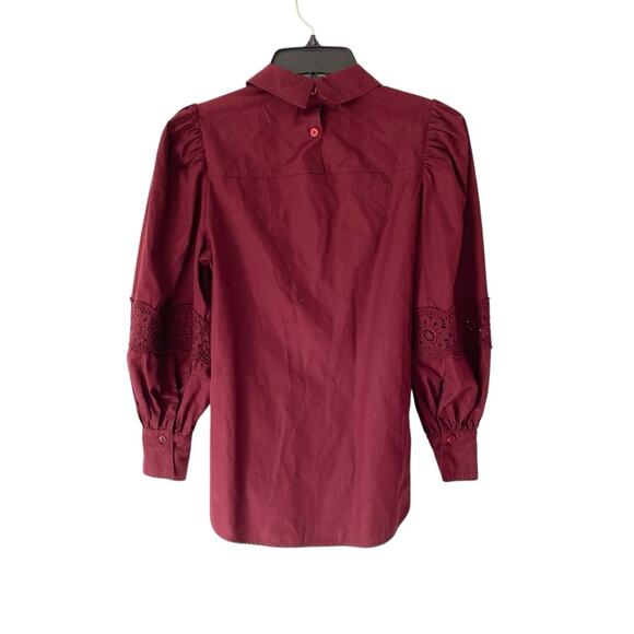 See By Chloe Burgundy Cotton Eyelet Blouse size 36 US 4 Small Obscure Purple - Picture 3 of 8